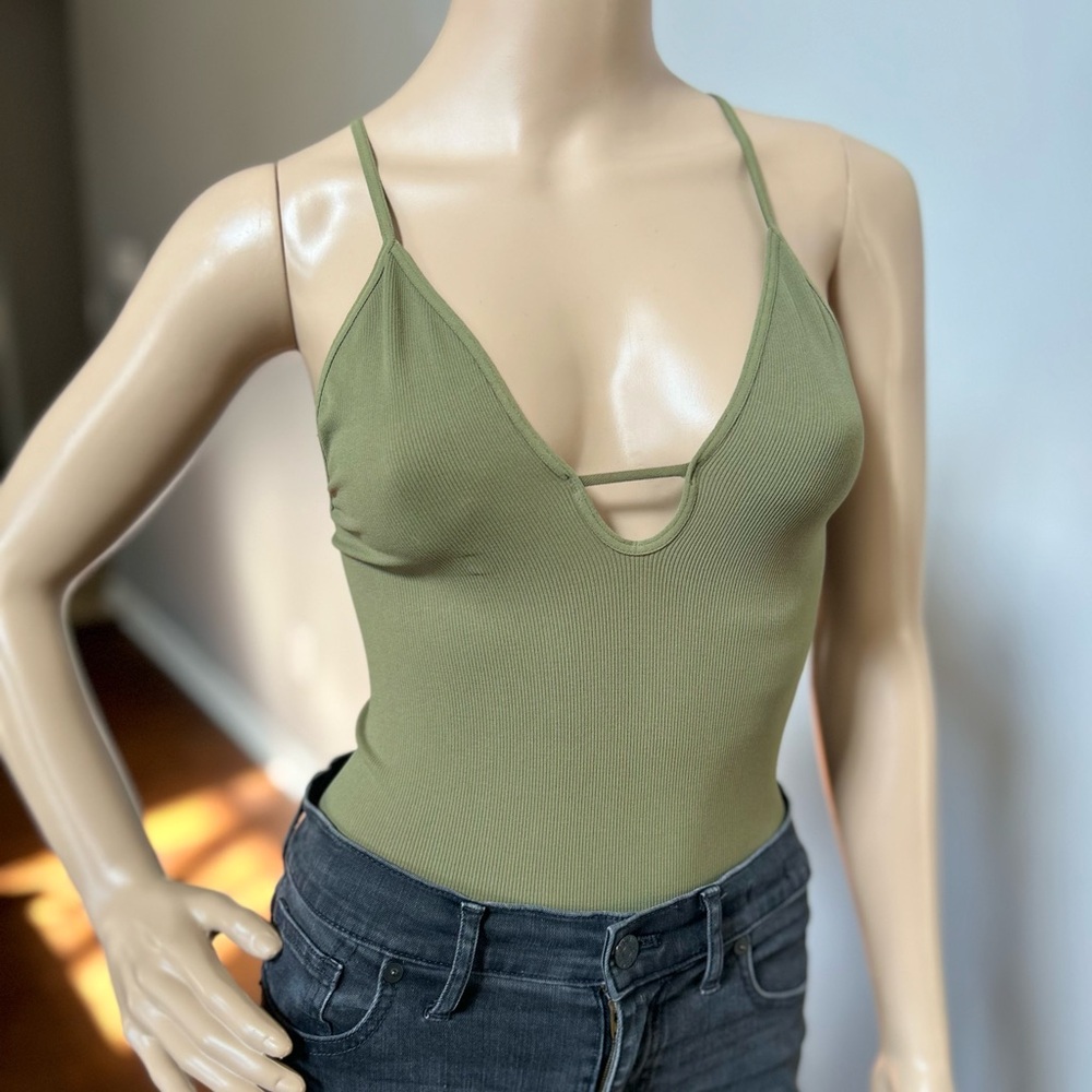 NWOT Free People Intimately Move Along Bodysuit in Army